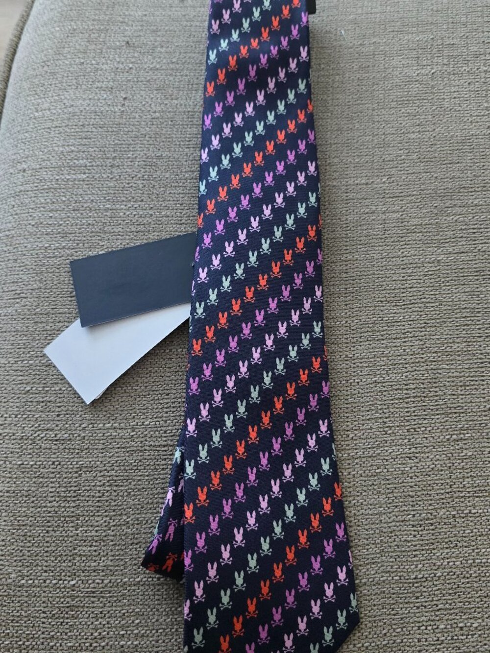 Psycho Bunny Tie 100% Silk English Fabric Made In USA NWT Navy